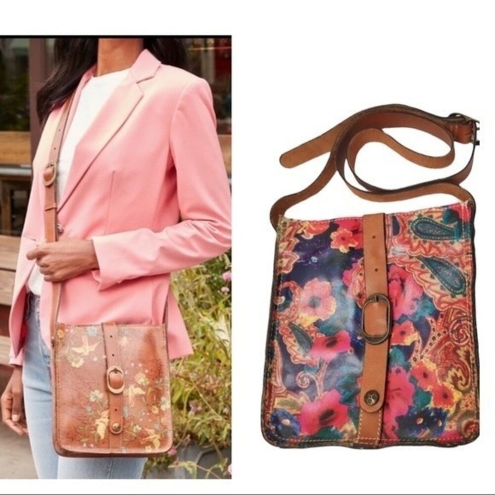 Patricia Nash Venezia Full Grain Leather Crossbody Bag in Floral